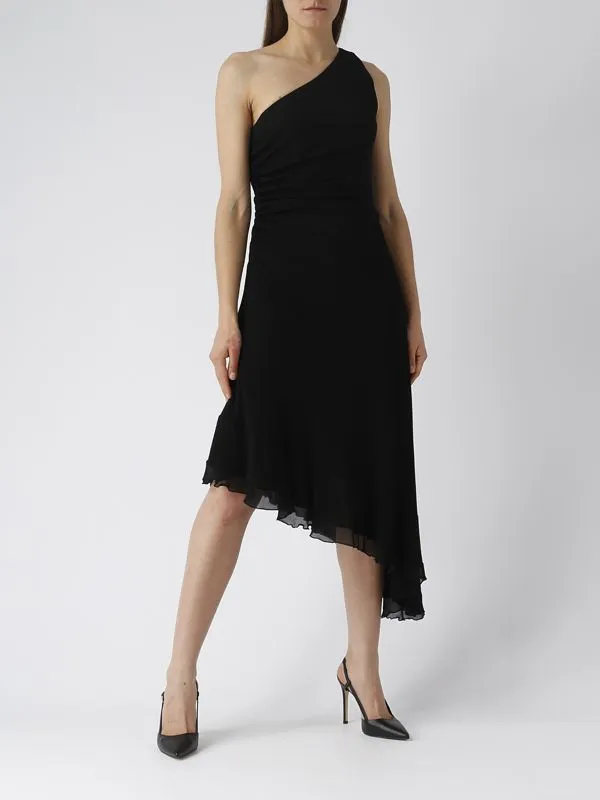 Abito donna Twinset in crêpe con drappeggi Nero