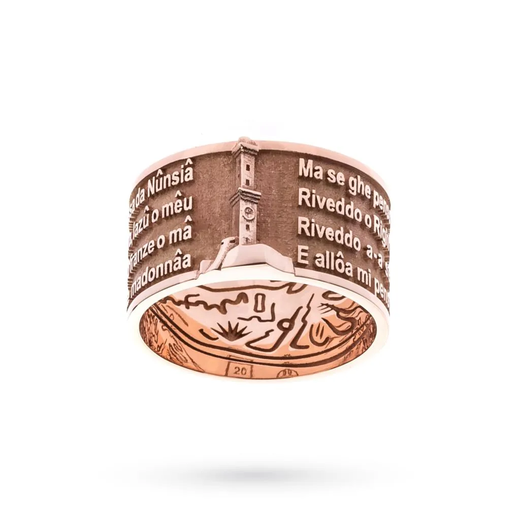 Anello Genova Lyric in oro rosa 9kt con poesia