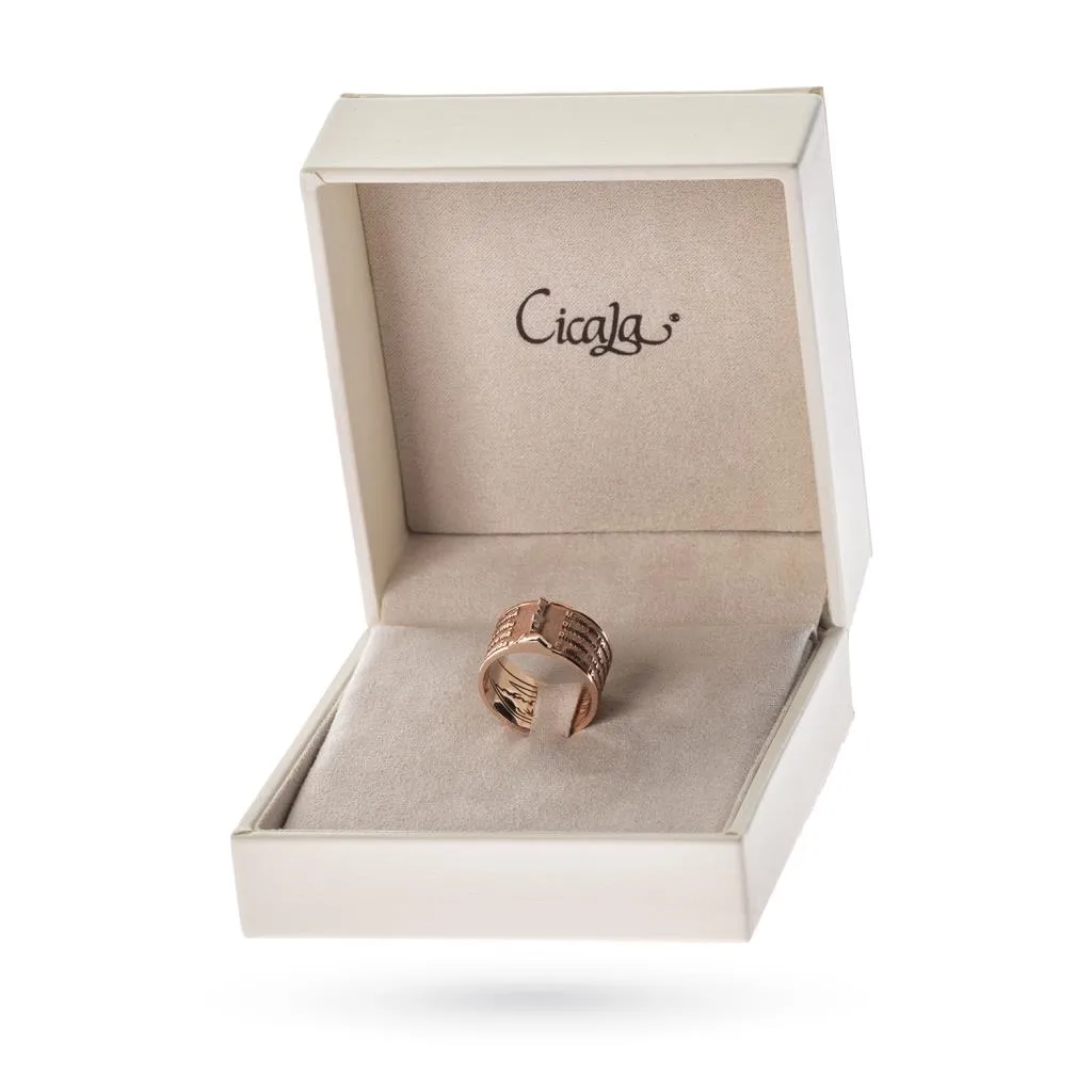 Anello Genova Lyric in oro rosa 9kt con poesia