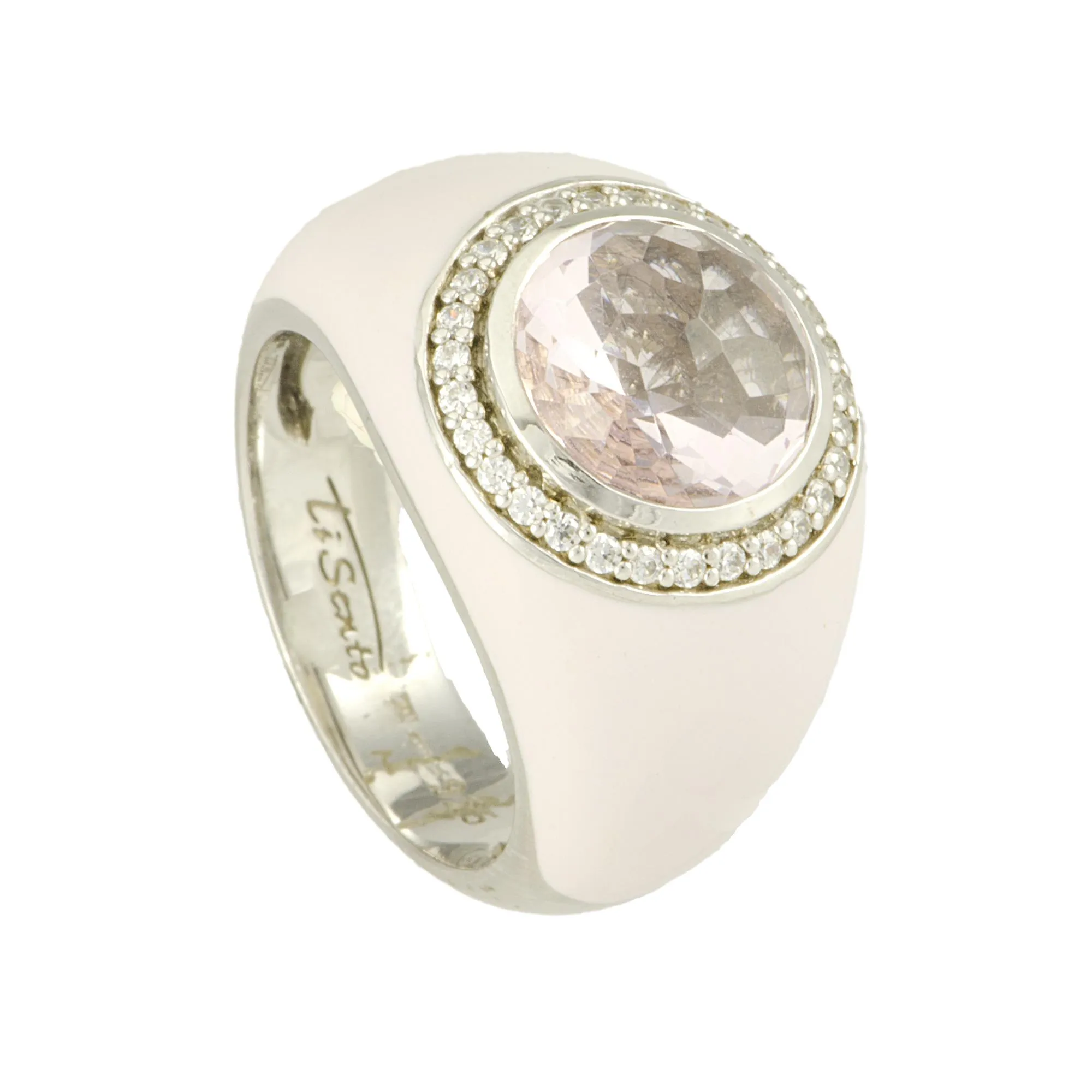 ANELLO IN ARGENTO CON QUARZO IDROTERMALE ROSA