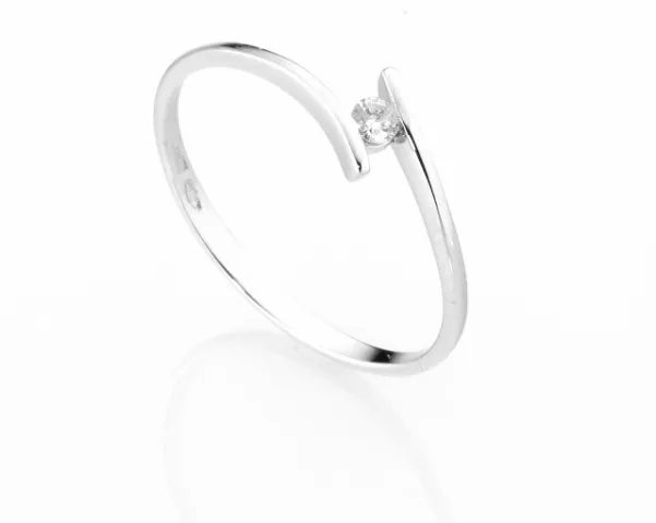 Anello Solitario Diamonds Luxury con Diamante da 0.05ct in oro bianco 18kt