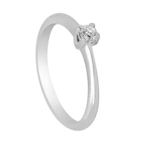 Anello solitario in oro bianco con diamante 0,07 ct mis 13