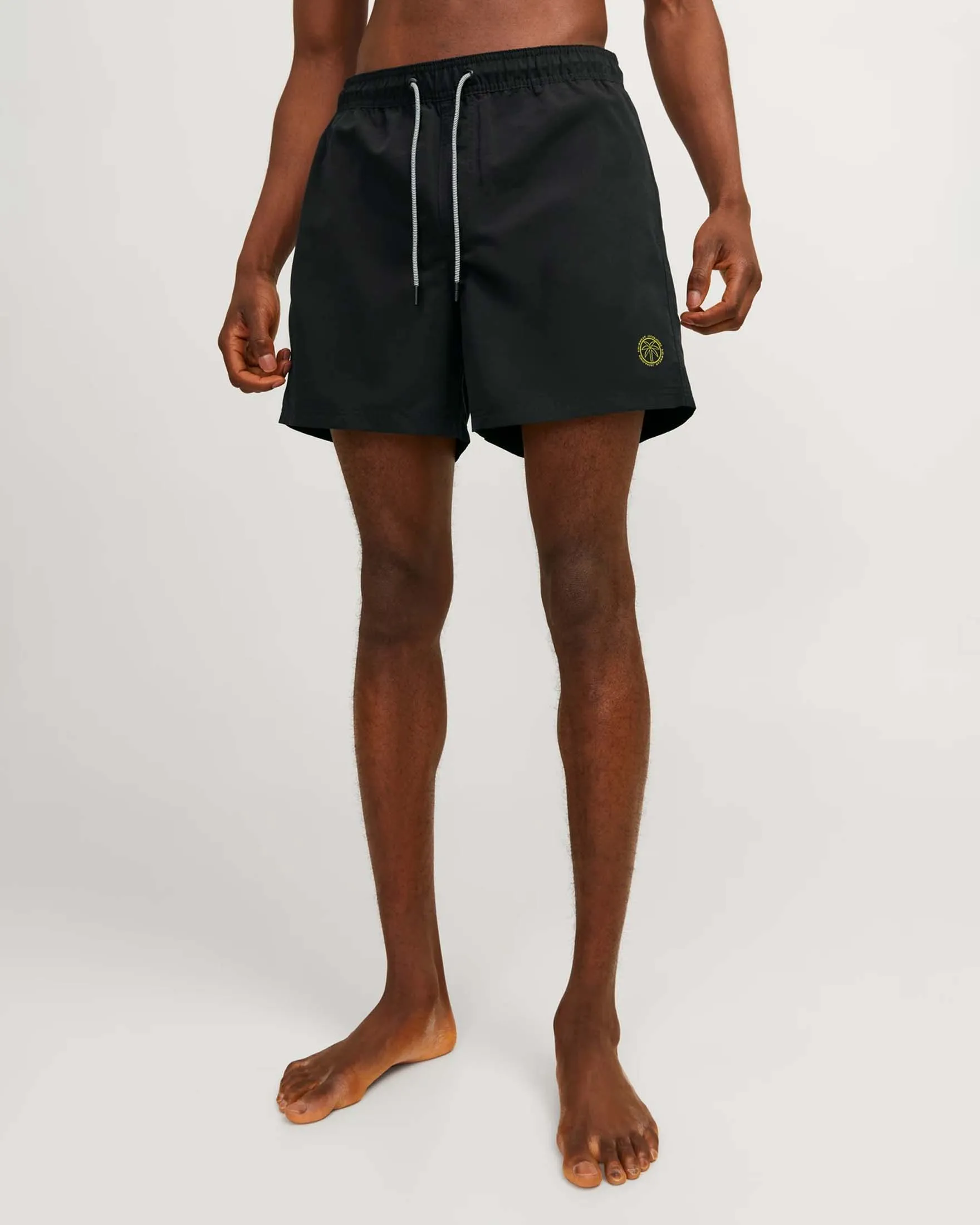 Boxer mare nero con logo bollo piccolo con palma regular-fit