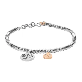 Bracciale Albero Della Vita Lady Chic Acciaio Bicolore Bianco / Rosa Cristallo Bianco 17 + 3 cm 1661575