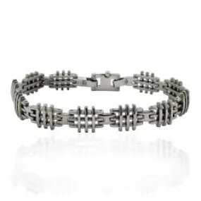 Bracciale in acciaio lucido cm 21 con maglia a rete mm 11x15