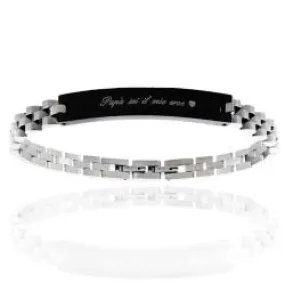 Bracciale in acciaio lucido con targa papà sei il mio eroe con maglia jubilee cm 21