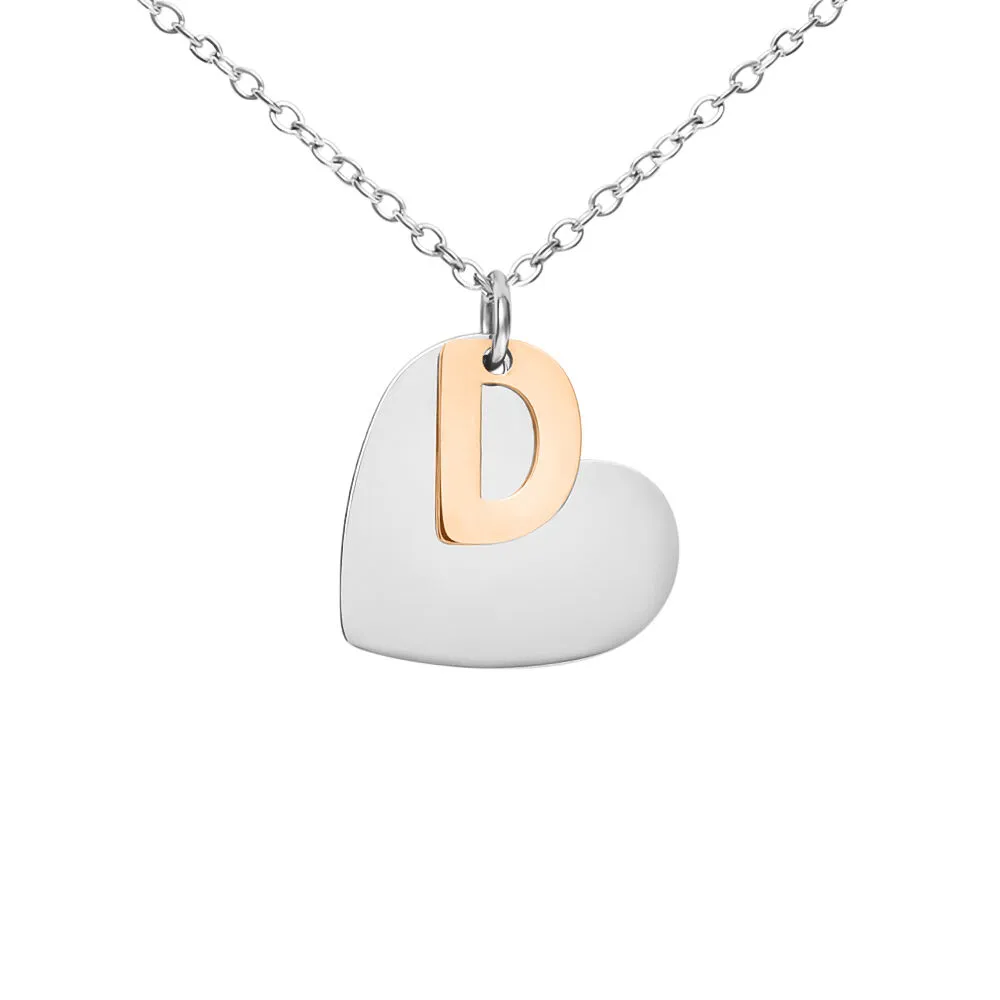 Collana Cuore Lady Chic Acciaio Bicolore Bianco / Rosa Maglia Forzatina 45+5 cm 1664446