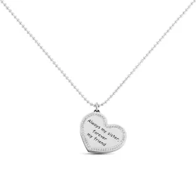 Collana Cuore Lady Message Acciaio Maglia Catena A Palline Cristallo Bianco 45 + 5 cm 1663134