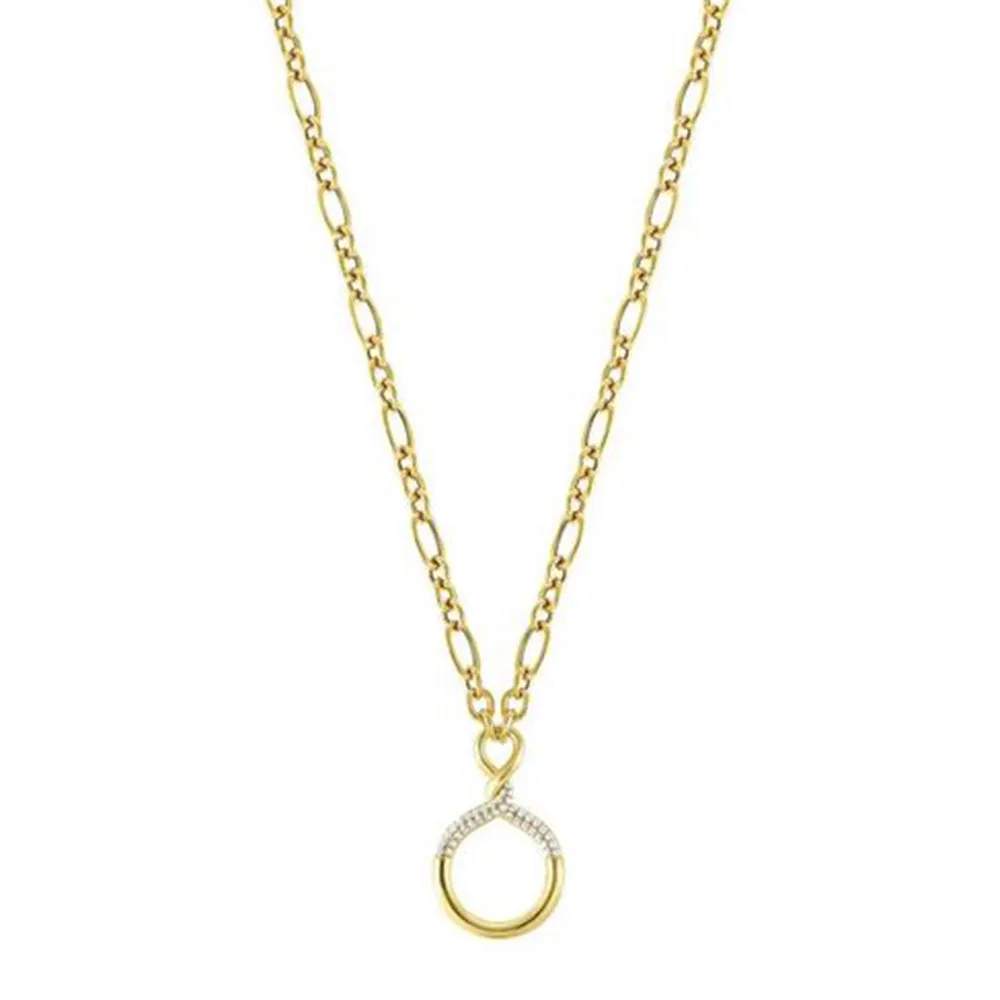 Collana Donna Argento Oro Giallo e Cubic Zirconia Endless Cerchio Nomination