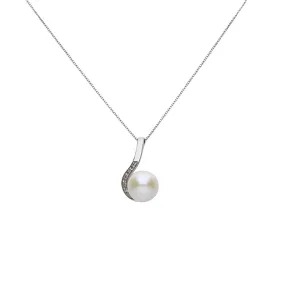 Collana Gold Pearls Oro Bianco 750/1000 Maglia Veneziana Perla D'Acqua Dolce Bianco Diamante Bianco 0,03 ct 42 cm 1629115