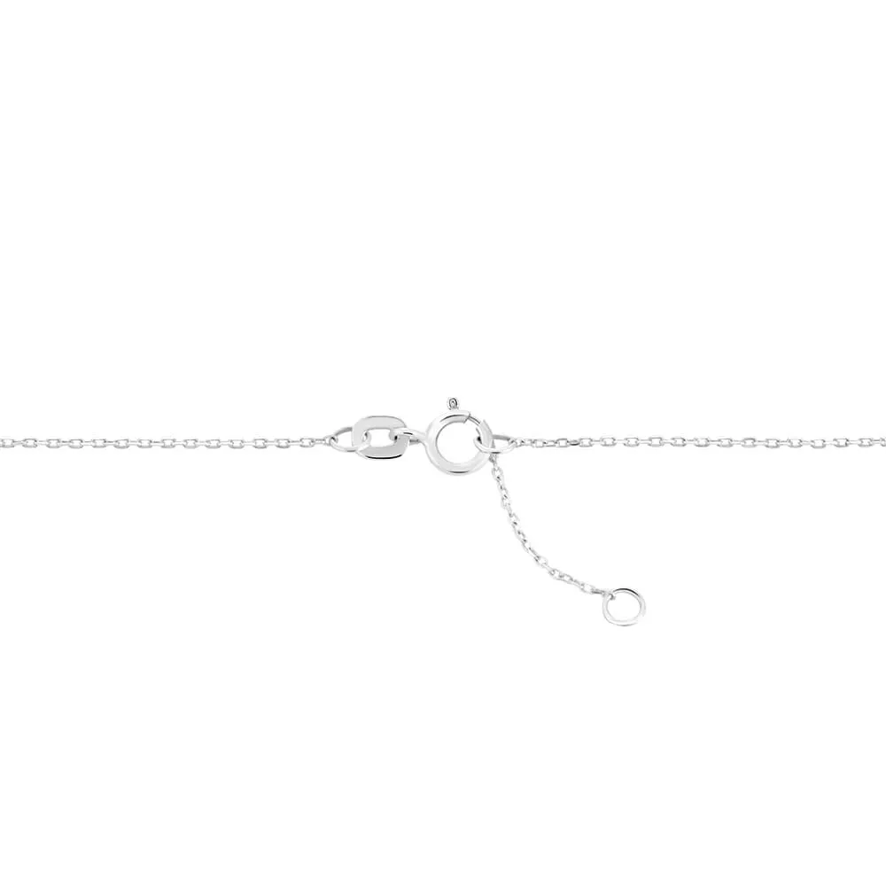 Collana Punto Luce Cuore Amélie Oro Bianco 375/1000 Maglia Forzatina Topazio London Blue Cubic Zirconia Bianco 40 + 2 cm 1413232