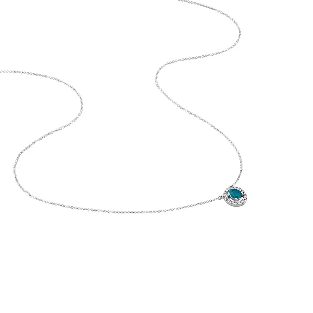 Collana Punto Luce Elizabeth Crown Oro Bianco 750/1000 Maglia Forzatina Zaffiro 0,39 ct Diamante Bianco 0,1 ct 40 cm 1259814
