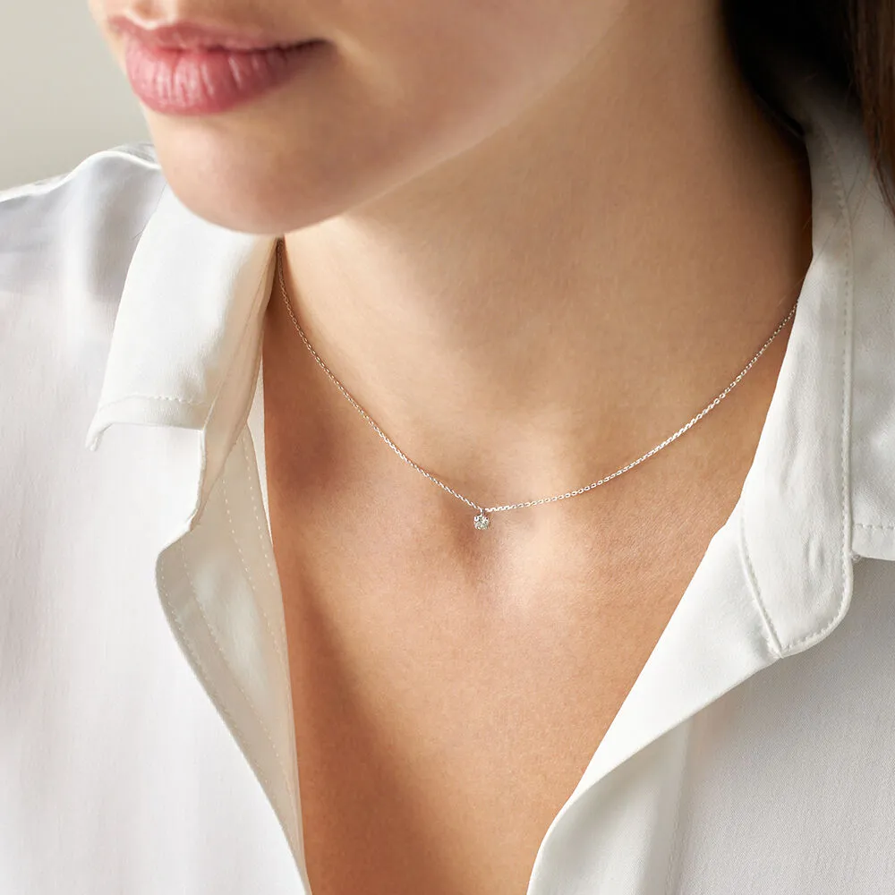 Collana Punto Luce Grace Oro Bianco 375/1000 Maglia Forzatina Diamante Bianco 0,15 ct 40 + 2 cm 1425999