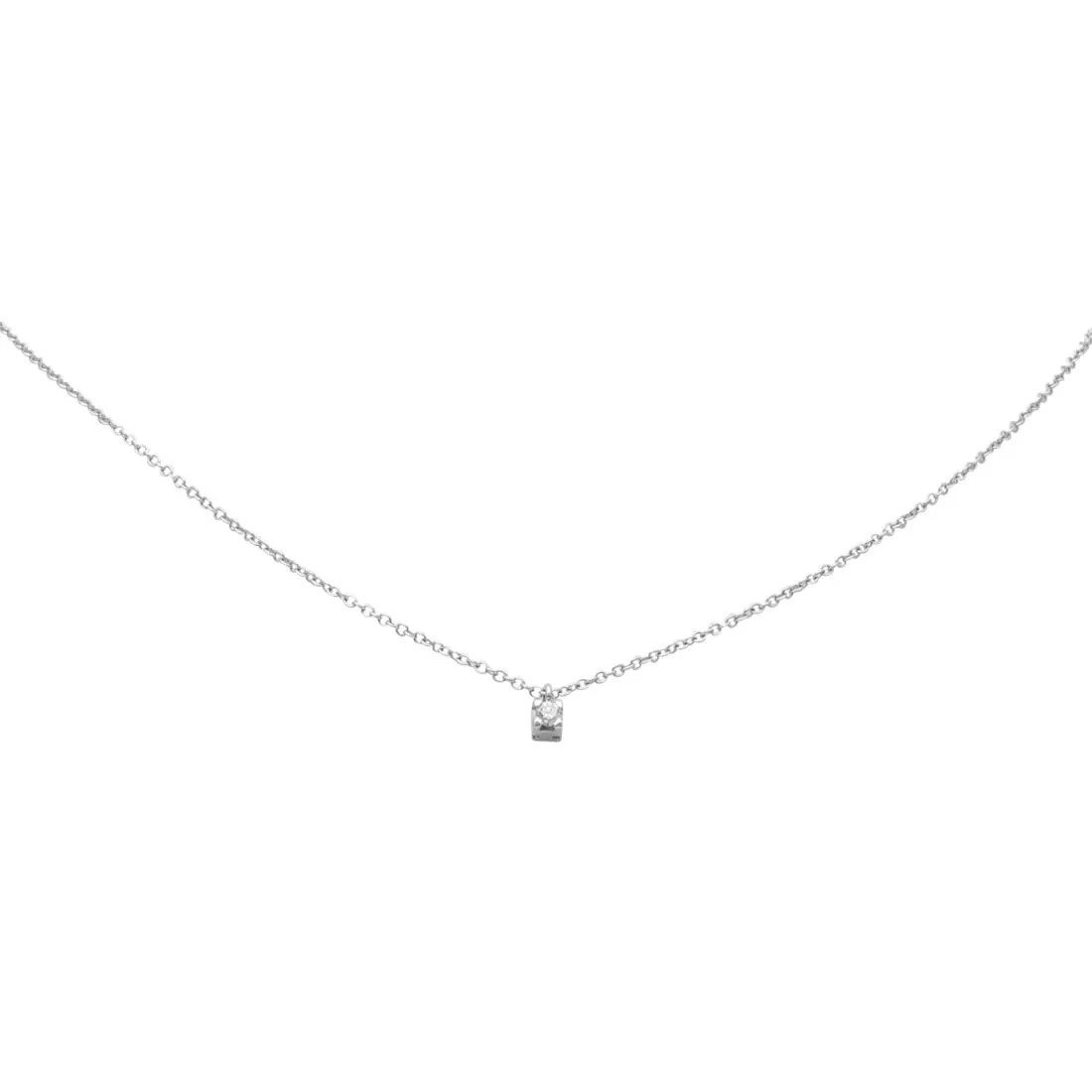 Collana punto luce in oro bianco con diamante ct 0.03