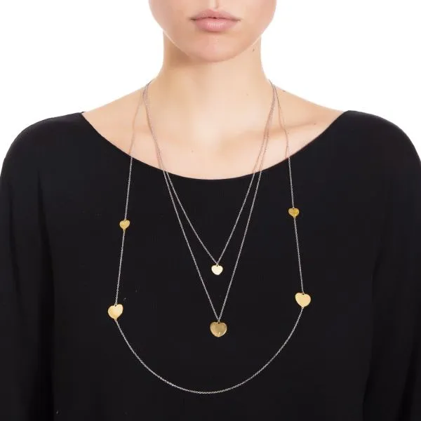 Collana tre fili con cuori placcati oro rosa    