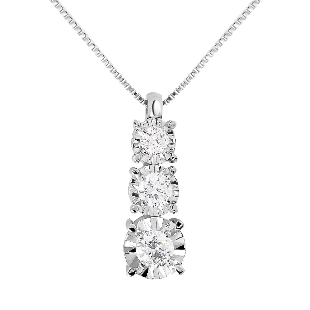 Collana Trilogy Diamotion Oro Bianco 750/1000 Maglia Veneziana Diamante Bianco 0,19 ct 40 + 2 cm 1670261