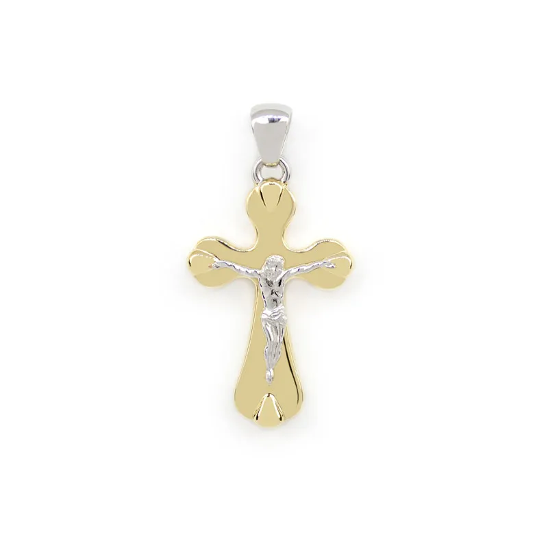 Croce in oro giallo e oro bianco con Gesù