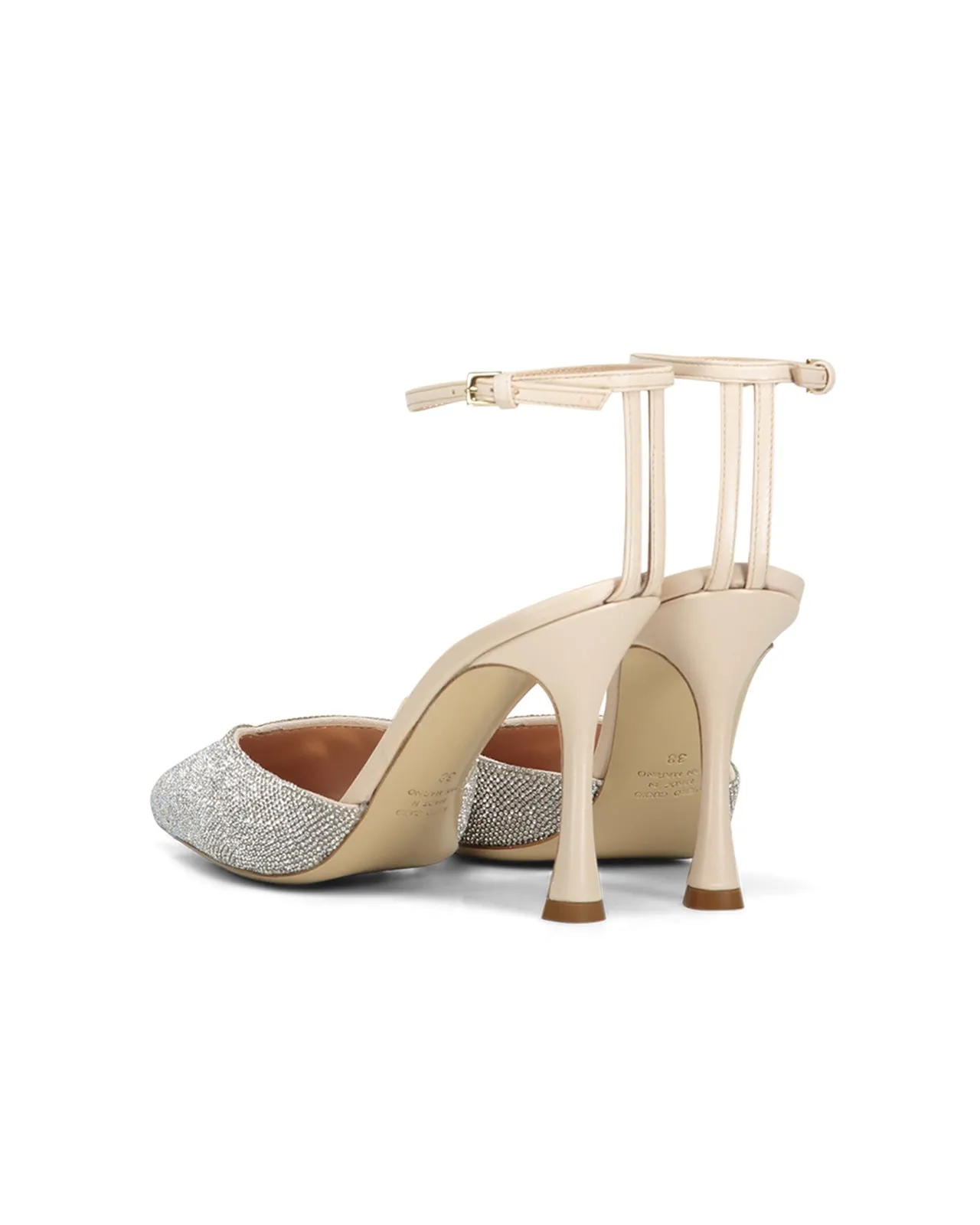 Décolleté d'orsay nappa crema strass