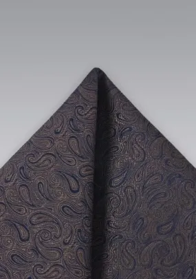 Fazzoletto da taschino paisley marrone blu regale