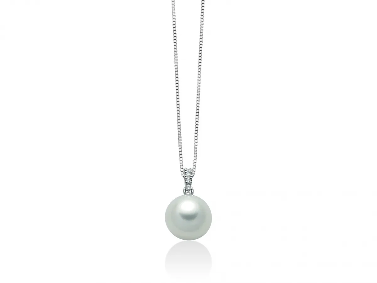 Girocollo Miluna con Perla Naturale e Diamanti da 0.013ct in oro bianco PCL5501X