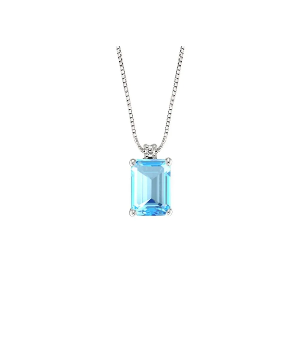Girocollo Raggi Oro Bianco 18 kt Diamante 0,01ct F VS Acquamarina 0,52ct