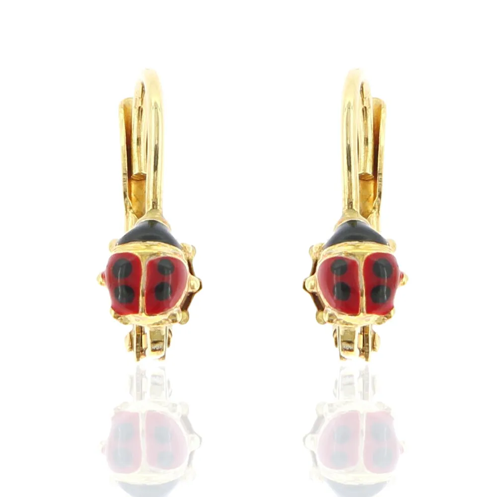 Orecchini Bambina Coccinella in Oro Giallo