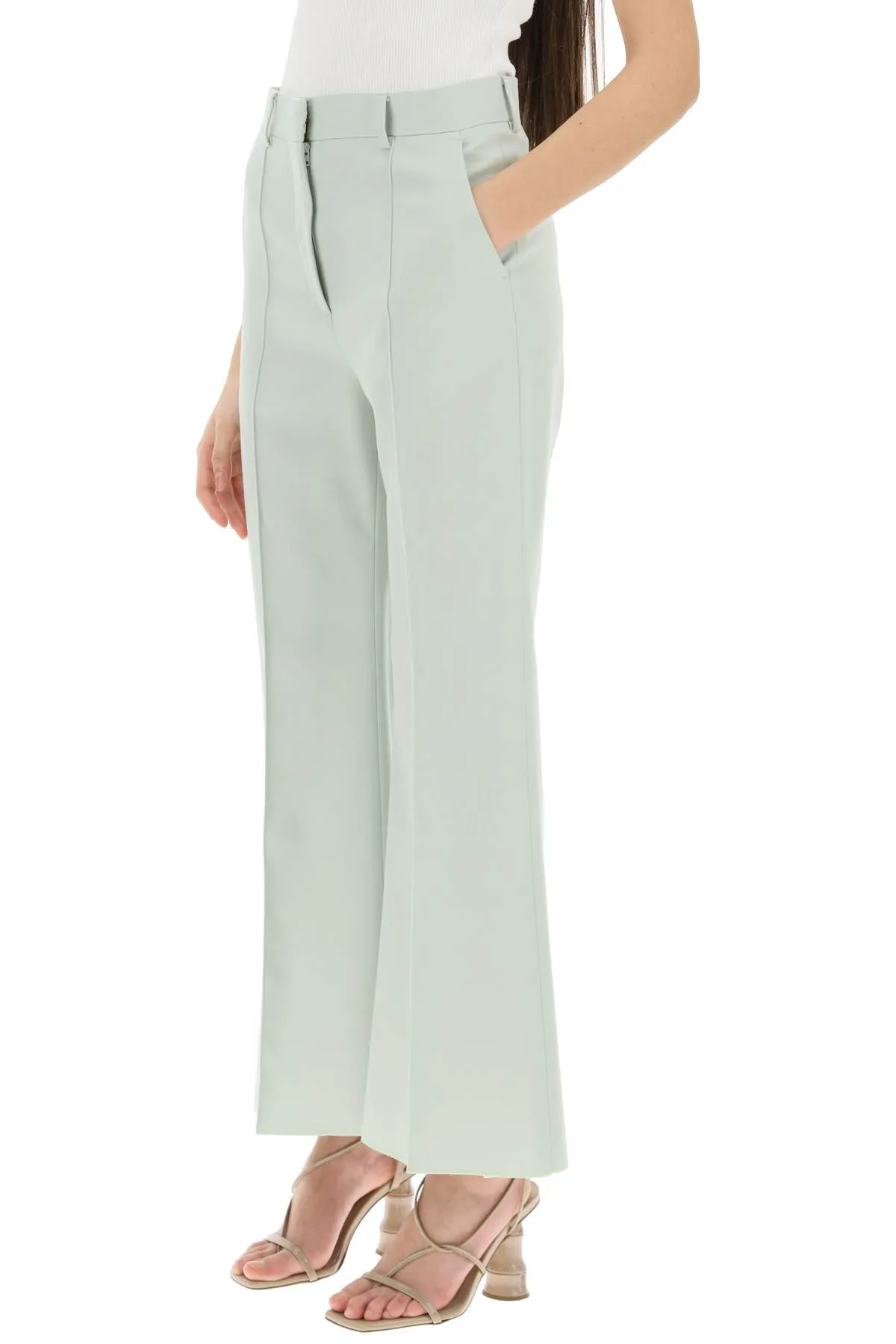 Pantaloni Kick Flare In Twill Di Lana