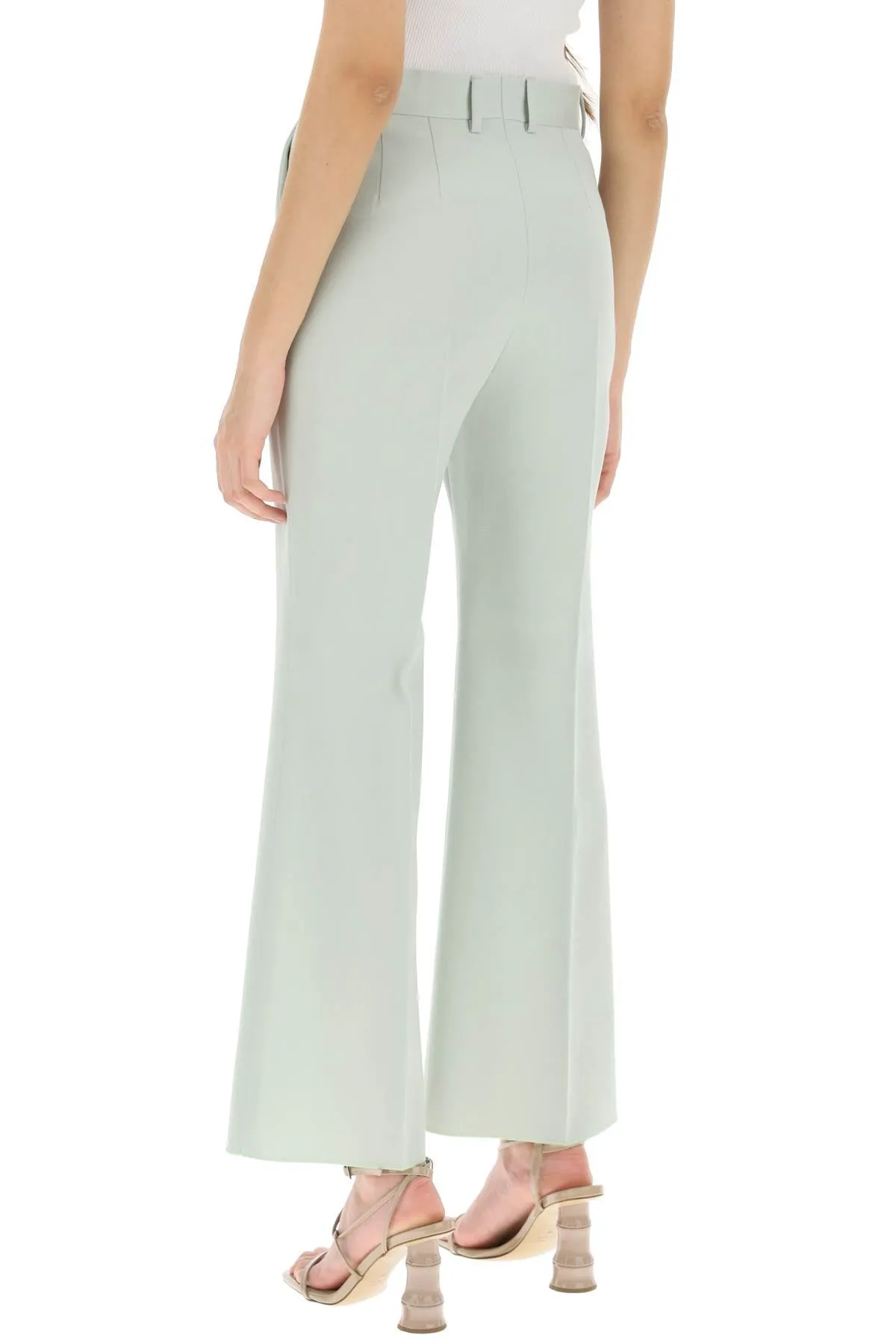 Pantaloni Kick Flare In Twill Di Lana
