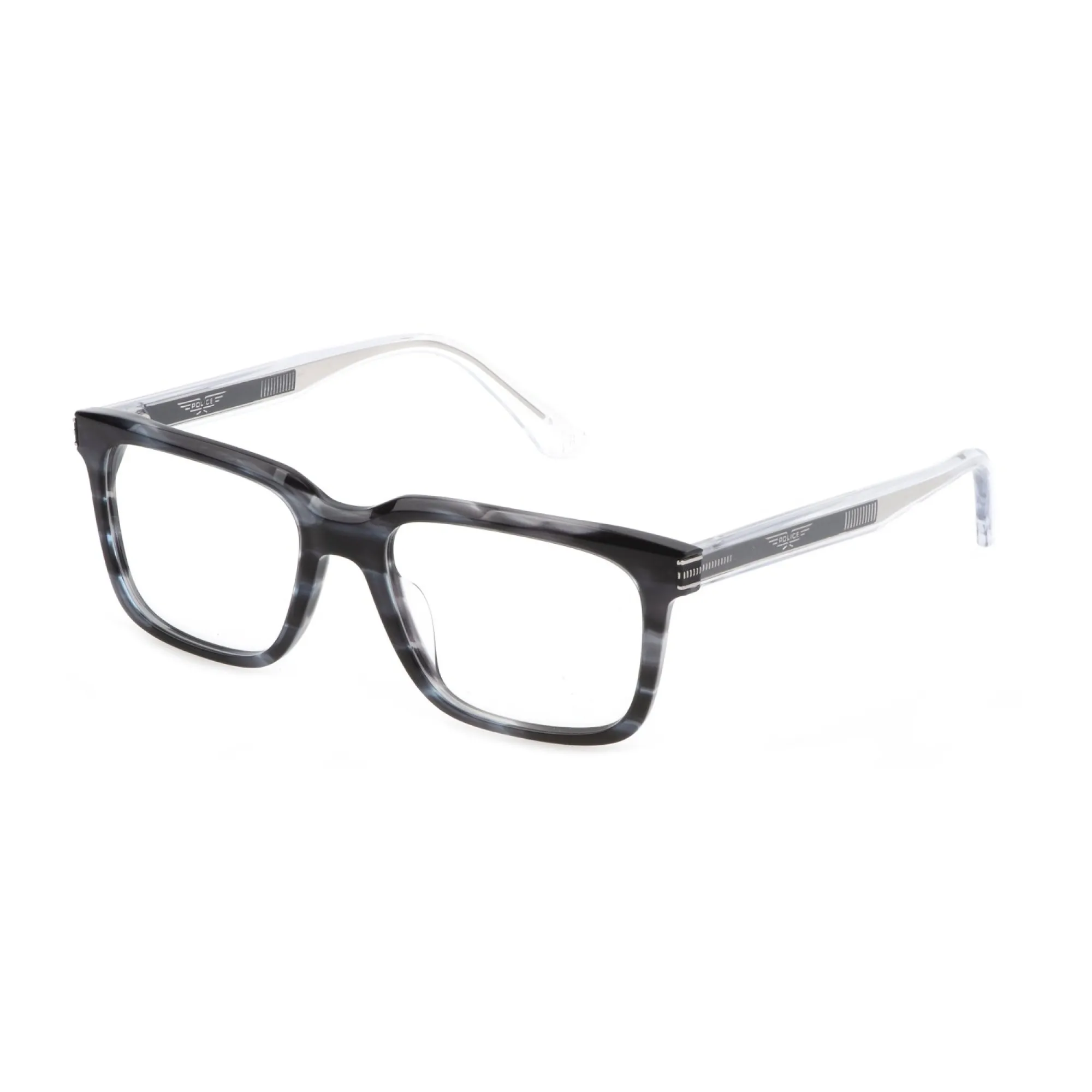   Police VPLF03N Origins Hero 3 09Y1 Avana Blu Striato Grigio Lucido | Occhiale Da Vista Uomo 