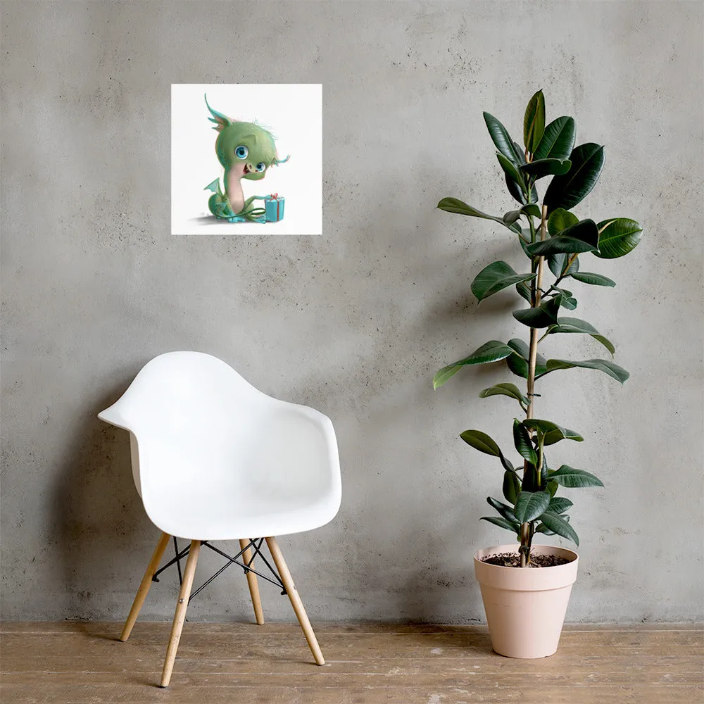 Poster su carta fotografica con draghetto verde