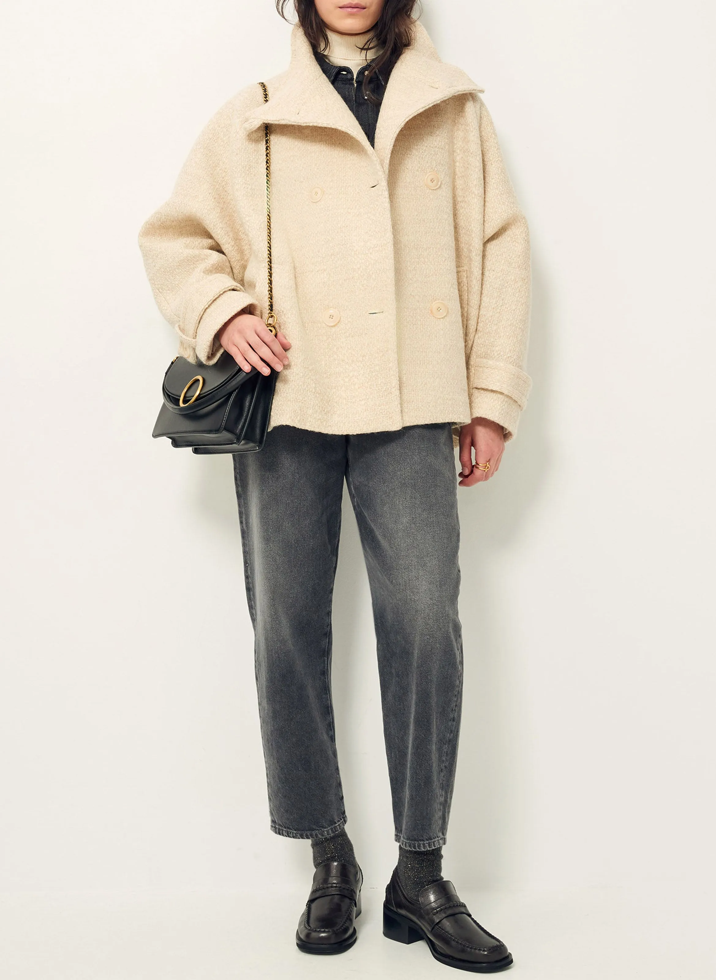  SESSUN   BLEECK - Cappotto a collo alto in misto lana | Beige