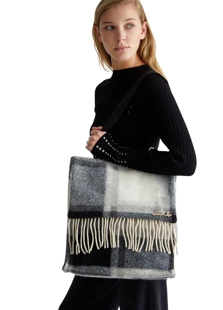 SHOPPING LIU JO CHECK IN MISTO LANA 2F4066 T8617 22222 NERO