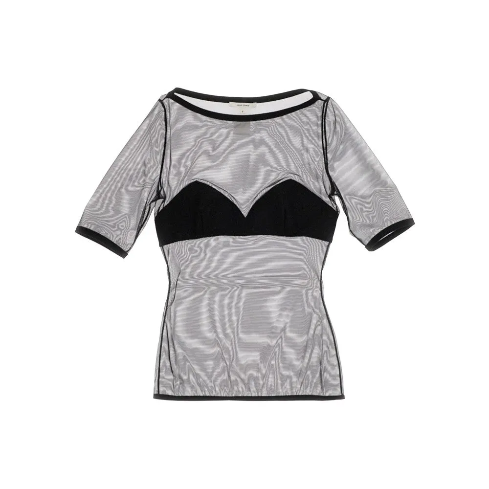 T-shirt in tulle con dettaglio bralette