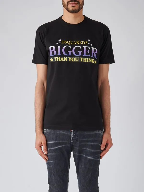 T-shirt uomo Dsquared2 in cotone con stampa Nero