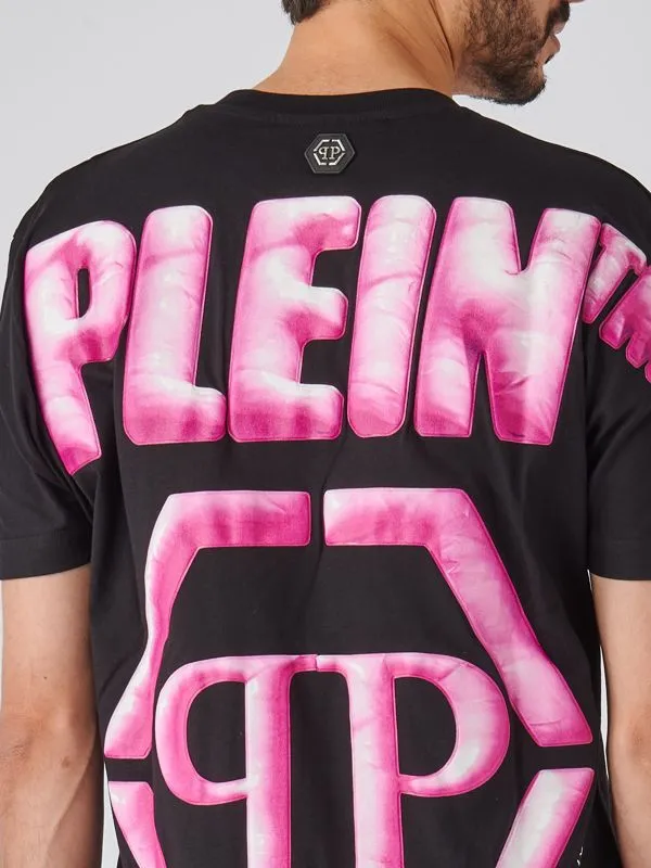 T-shirt uomo Philipp Plein in cotone con stampa logo hexagon Nero