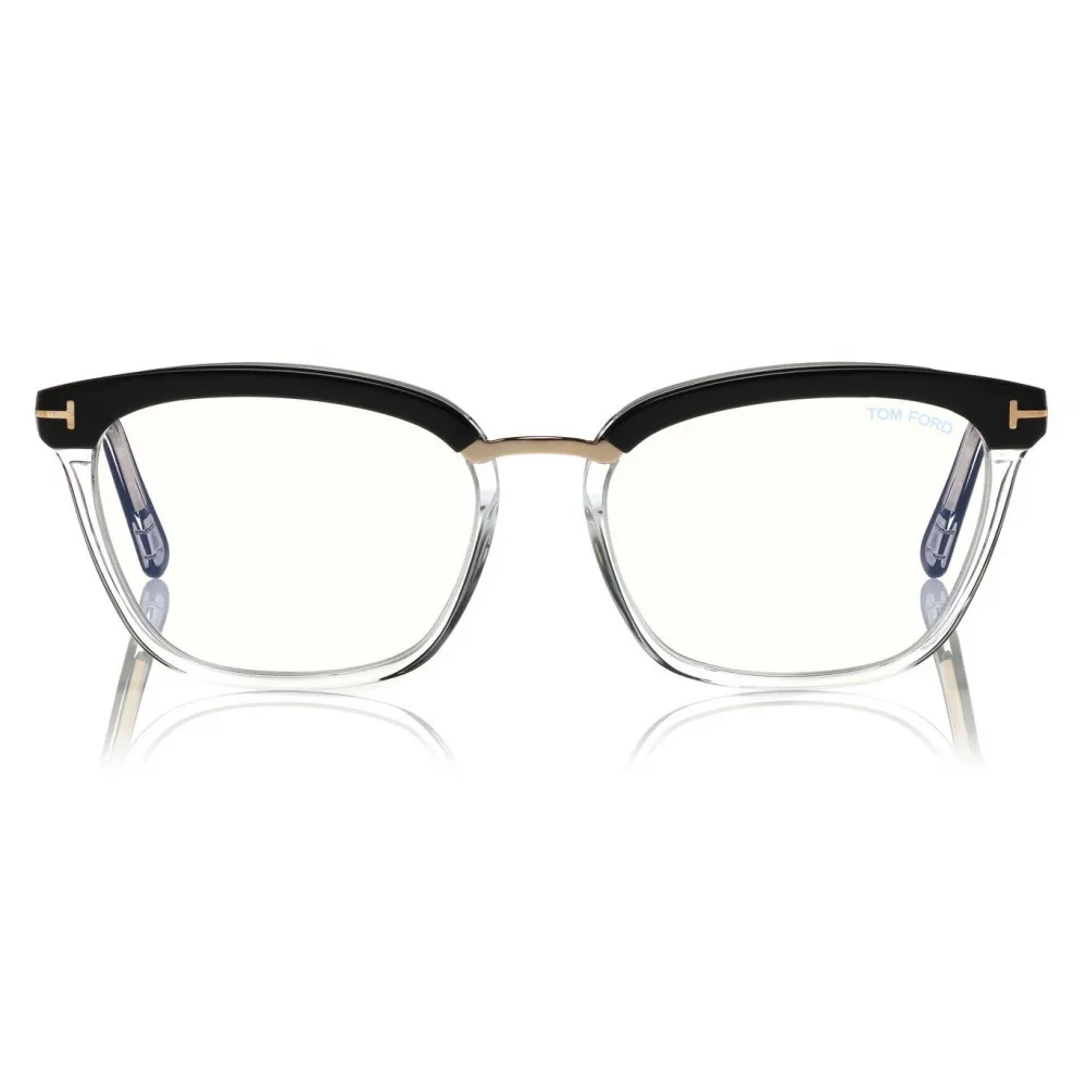 Tom Ford - Blue Block Soft Square Opticals Glasses - Occhiali da Vista Quadrati - Nero - FT5550-B - Tom Ford Eyewear