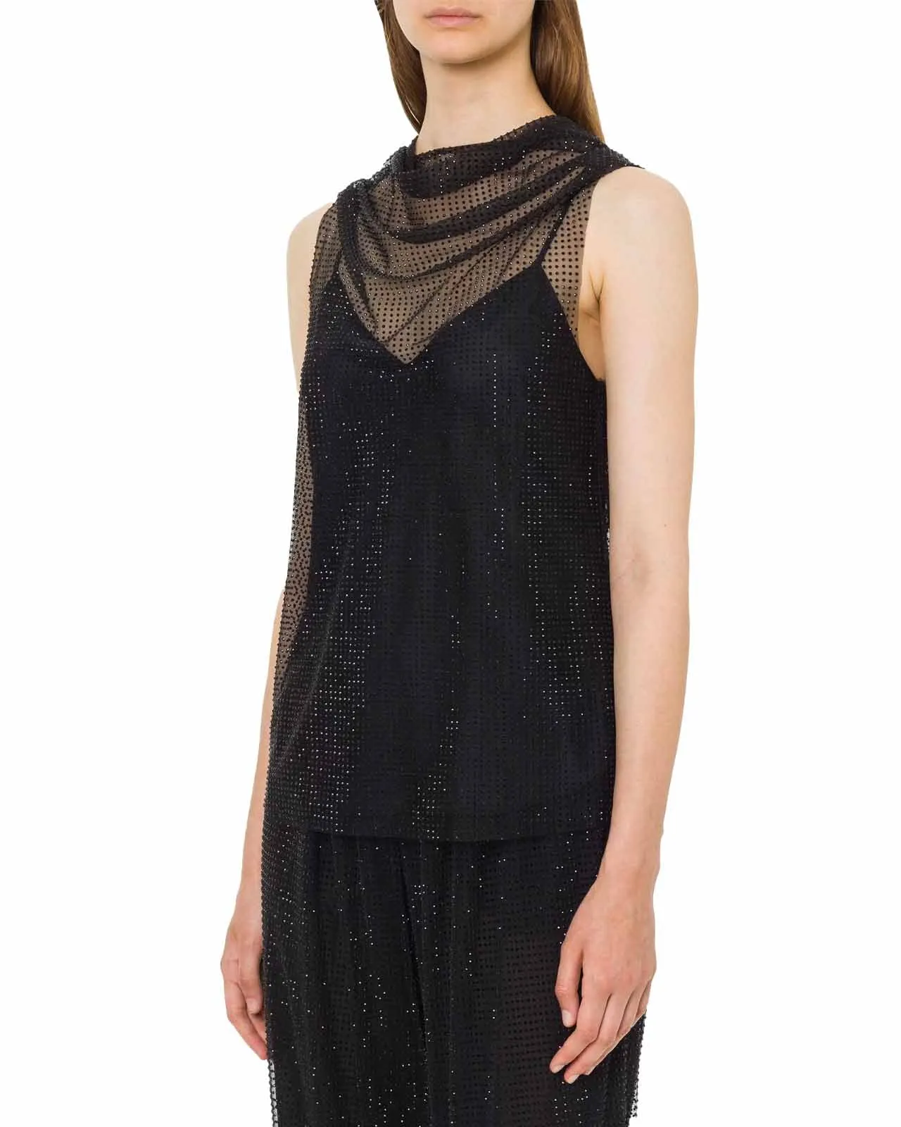 Top micro strass nero