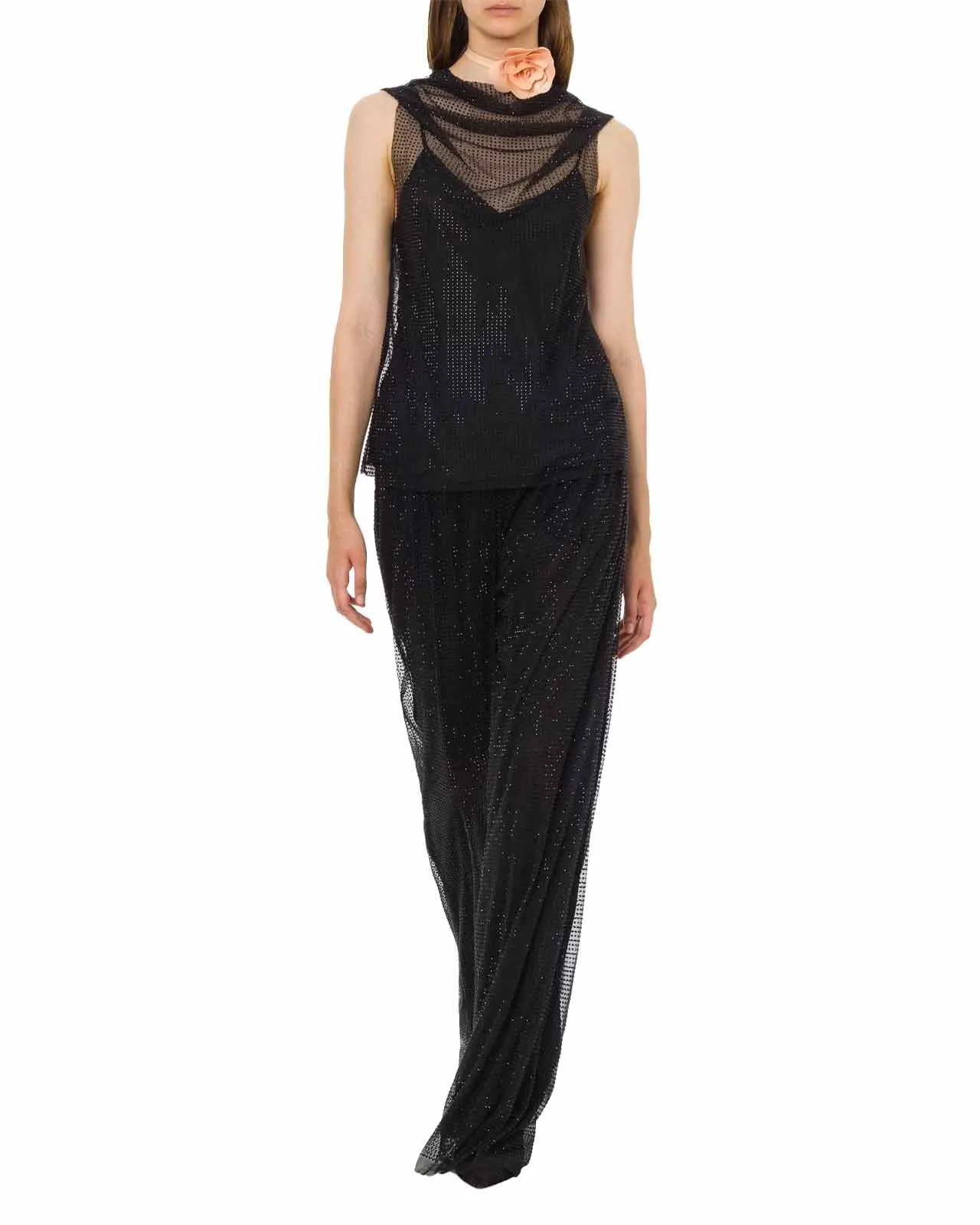 Top micro strass nero